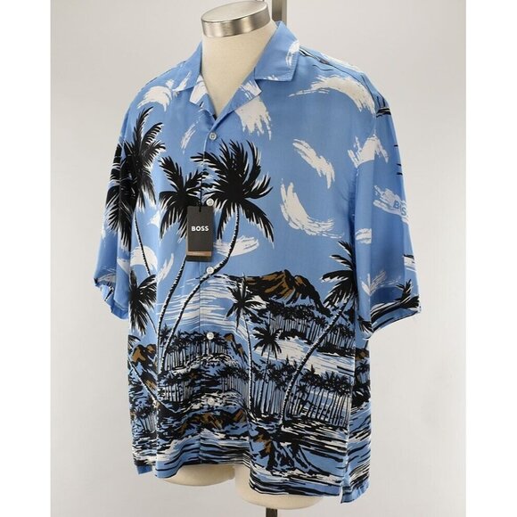 HUGO BOSS -  Hawaiian Swim Short - Blue main image 0